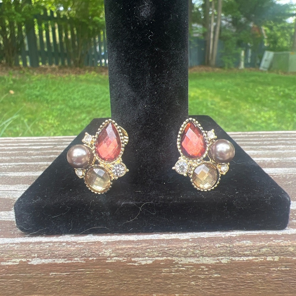 Vintage Signed Napier Statement Earrings Clip-Ons